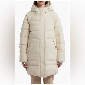 Hunter Almond Water Repellent Faux Shearling Lined Hooded Puffer Jacket
